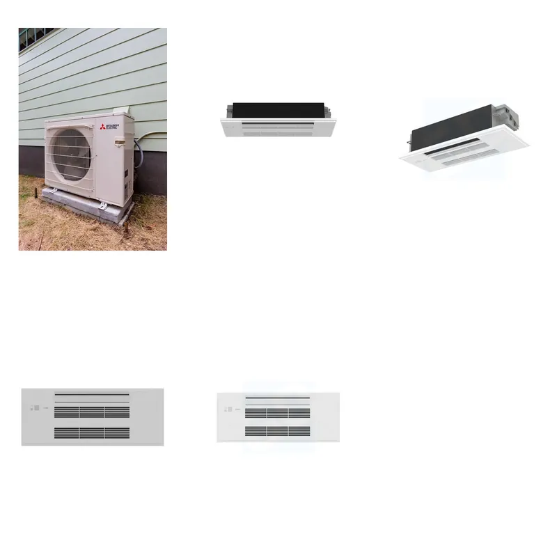 Mitsubishi Multi-Zone 22000 BTU R-454B 20 SEER2 2-Zone 1-Way Ceiling Cassette Mini Split Heat Pump System - 6K+12K