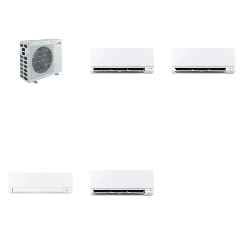 Mitsubishi Multi-Zone 40500 BTU R-454B 20 SEER2 4-Zone Wall-Mounted Mini Split Heat Pump System - 6K+6K+15K+24K