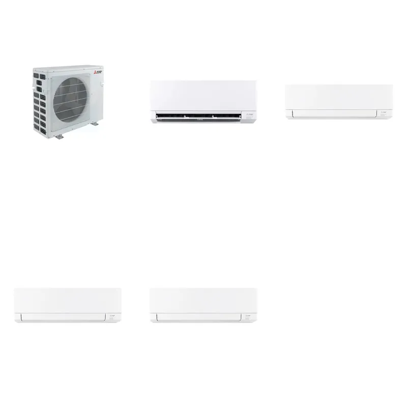 Mitsubishi Multi-Zone 40500 BTU R-454B 20 SEER2 4-Zone Wall-Mounted Mini Split Heat Pump System - 6K+15K+15K+15K