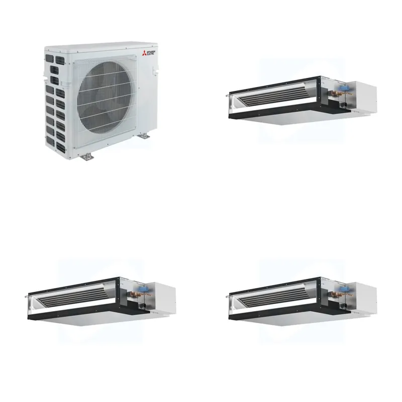 Mitsubishi Multi-Zone 40500 BTU R-454B 16 SEER2 3-Zone Ducted Low-Static Mini Split Heat Pump System - 12K+12K+15K