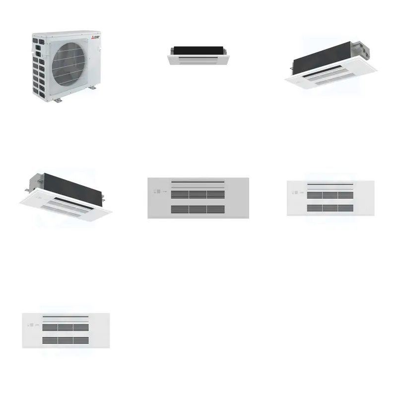 Mitsubishi Multi-Zone 40500 BTU R-454B 20 SEER2 3-Zone 1-Way Ceiling Cassette Mini Split Heat Pump System - 6K+12K+18K