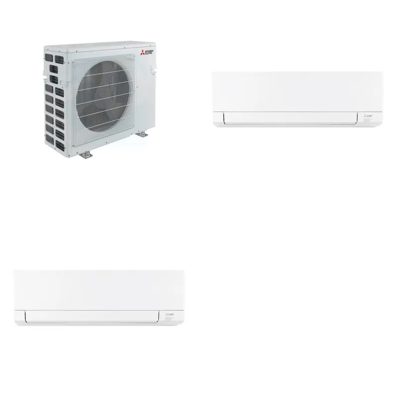 Mitsubishi Multi-Zone 40500 BTU R-454B 20 SEER2 2-Zone Wall-Mounted Mini Split Heat Pump System - 15K+18K