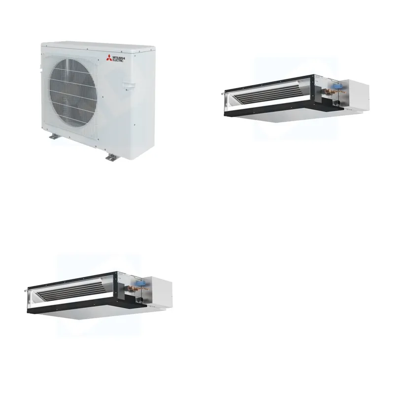 Mitsubishi Multi-Zone 28600 BTU R-454B 16 SEER2 2-Zone Ducted Low-Static Mini Split Heat Pump System - 12K+12K