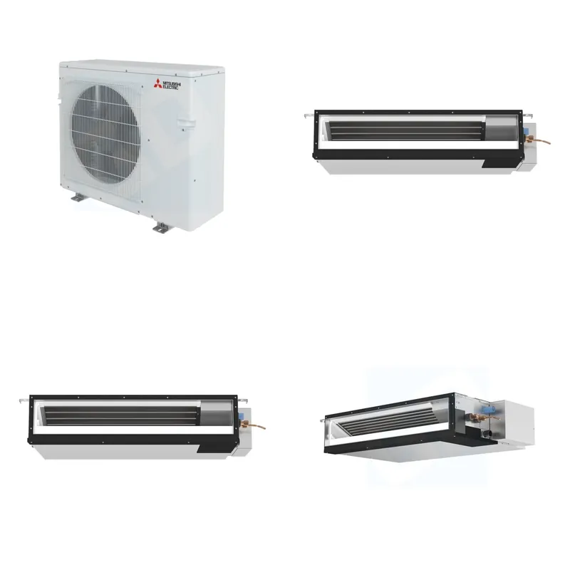Mitsubishi Multi-Zone 28600 BTU R-454B 16 SEER2 3-Zone Ducted Low-Static Mini Split Heat Pump System - 9K+9K+12K