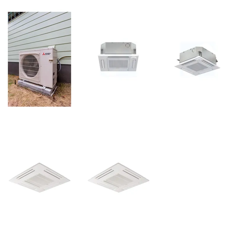 Mitsubishi Multi-Zone 22000 BTU R-454B 20 SEER2 2-Zone 2'x2' Ceiling Cassette Mini Split Heat Pump System - 12K+15K