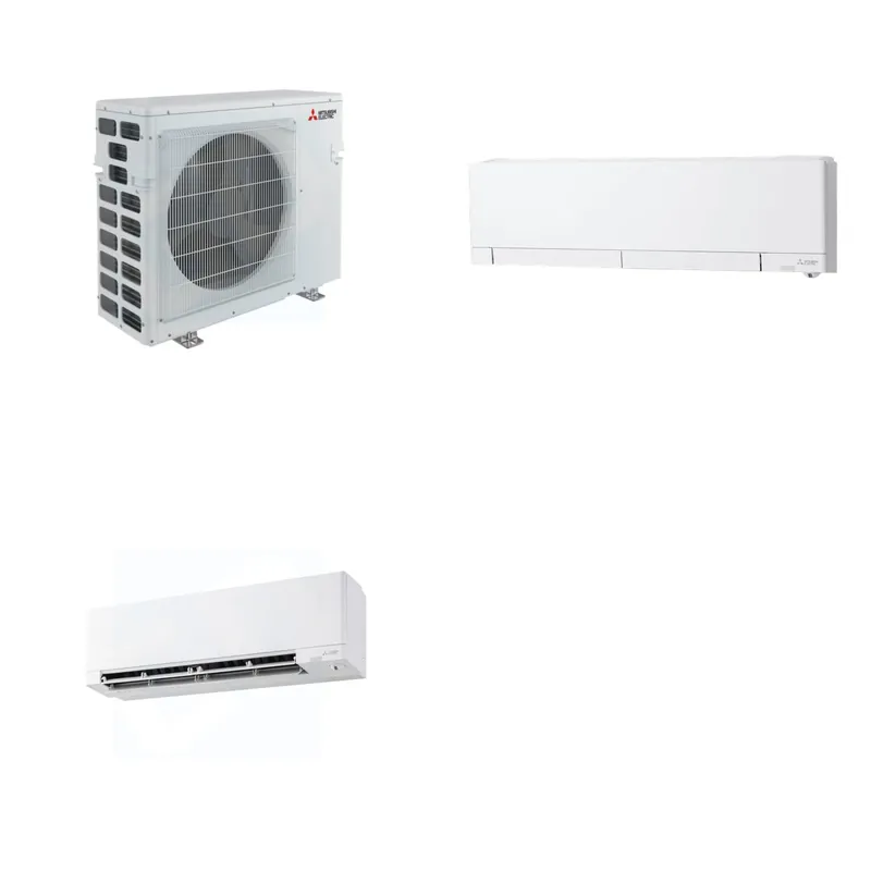 Mitsubishi Multi-Zone 20000 BTU R-454B 20 SEER2 2-Zone Wall-Mounted Hyper Heat Mini Split Heat Pump System - 6K+9K