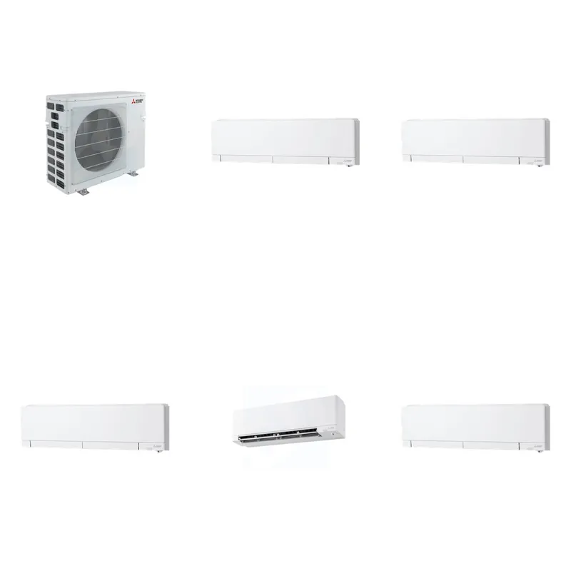 Mitsubishi Multi-Zone 40500 BTU R-454B 20 SEER2 5-Zone Wall-Mounted Hyper Heat Mini Split Heat Pump System - 6K+6K+6K+9K+12K
