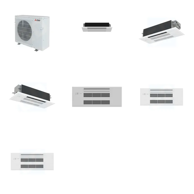 Mitsubishi Multi-Zone 28600 BTU R-454B 20 SEER2 3-Zone 1-Way Ceiling Cassette Mini Split Heat Pump System - 6K+12K+18K