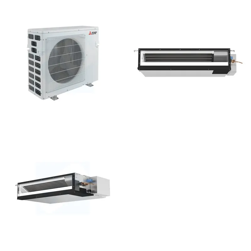 Mitsubishi Multi-Zone 20000 BTU R-454B 16 SEER2 2-Zone Ducted Low-Static Mini Split Heat Pump System - 9K+15K