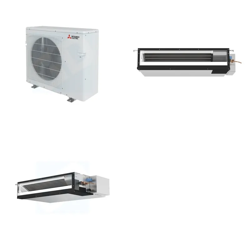 Mitsubishi Multi-Zone 28600 BTU R-454B 16 SEER2 2-Zone Ducted Low-Static Mini Split Heat Pump System - 9K+12K