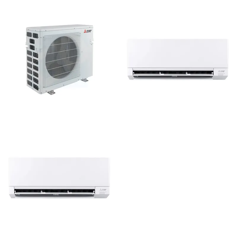 Mitsubishi Multi-Zone 20000 BTU R-454B 20 SEER2 2-Zone Wall-Mounted Mini Split Heat Pump System - 12K+12K