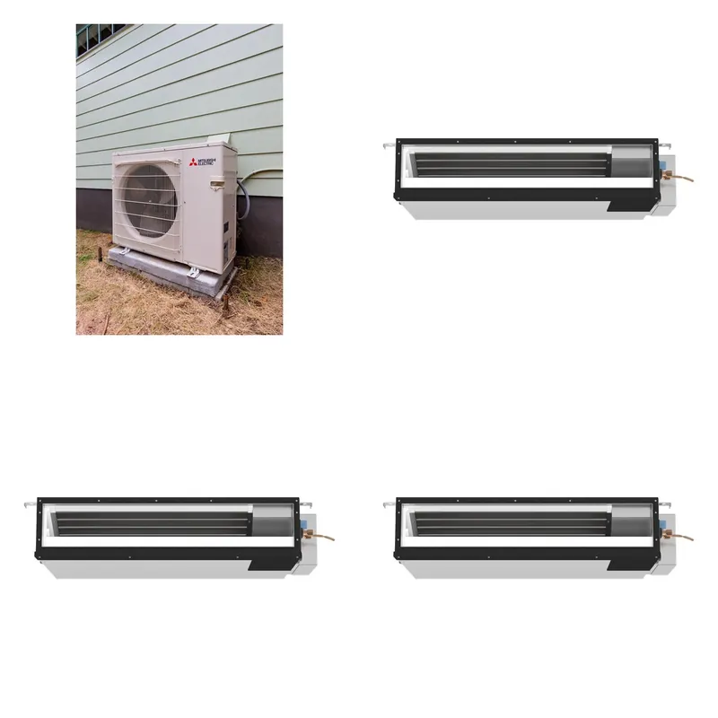 Mitsubishi Multi-Zone 22000 BTU R-454B 16 SEER2 3-Zone Ducted Low-Static Mini Split Heat Pump System - 9K+9K+9K