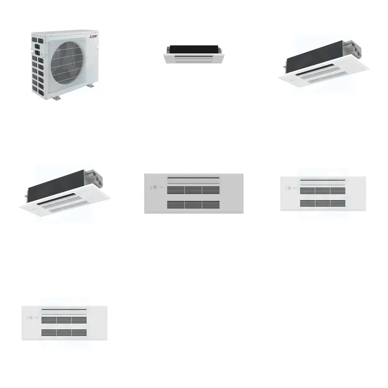 Mitsubishi Multi-Zone 40500 BTU R-454B 20 SEER2 3-Zone 1-Way Ceiling Cassette Mini Split Heat Pump System - 6K+12K+12K