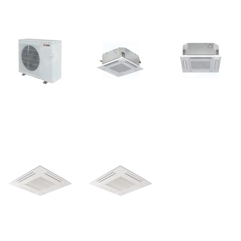 Mitsubishi Multi-Zone 28600 BTU R-454B 20 SEER2 2-Zone 2'x2' Ceiling Cassette Mini Split Heat Pump System - 9K+12K