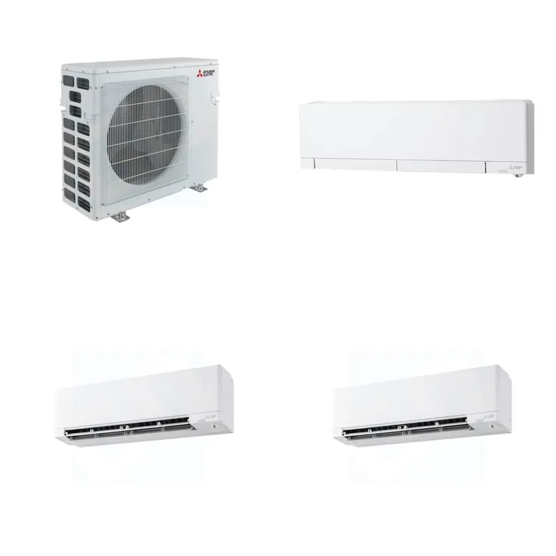 Mitsubishi Multi-Zone 40500 BTU R-454B 20 SEER2 3-Zone Wall-Mounted Hyper Heat Mini Split Heat Pump System - 6K+9K+9K
