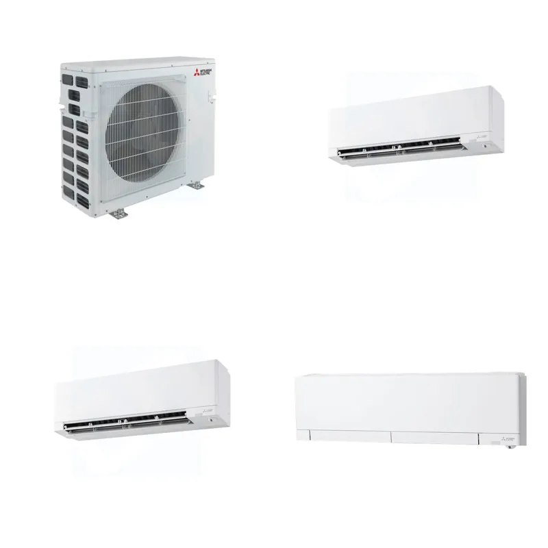 Mitsubishi Multi-Zone 40500 BTU R-454B 20 SEER2 3-Zone Wall-Mounted Hyper Heat Mini Split Heat Pump System - 9K+9K+12K