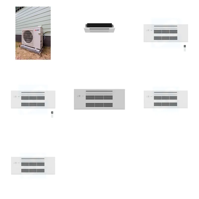 Mitsubishi Multi-Zone 22000 BTU R-454B 20 SEER2 3-Zone 1-Way Ceiling Cassette Mini Split Heat Pump System - 6K+9K+9K