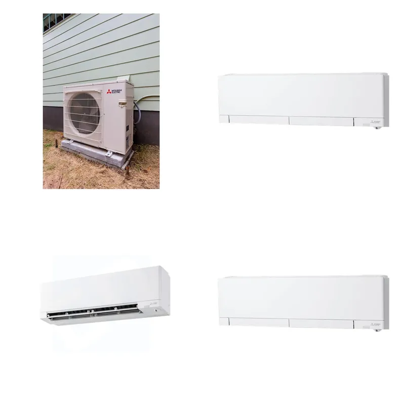 Mitsubishi Multi-Zone 22000 BTU R-454B 20 SEER2 3-Zone Wall-Mounted Hyper Heat Mini Split Heat Pump System - 6K+9K+12K