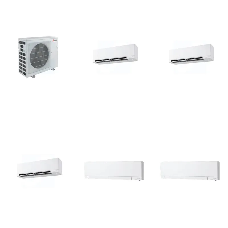 Mitsubishi Multi-Zone 40500 BTU R-454B 20 SEER2 5-Zone Wall-Mounted Hyper Heat Mini Split Heat Pump System - 9K+9K+9K+12K+12K
