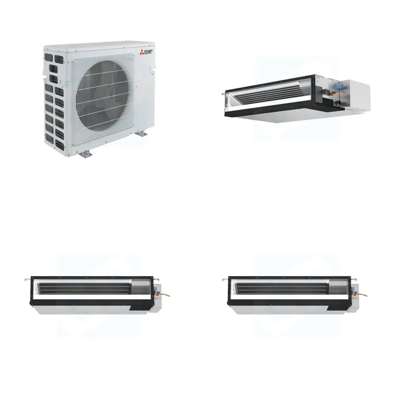 Mitsubishi Multi-Zone 40500 BTU R-454B 16 SEER2 3-Zone Ducted Low-Static Mini Split Heat Pump System - 12K+18K+18K