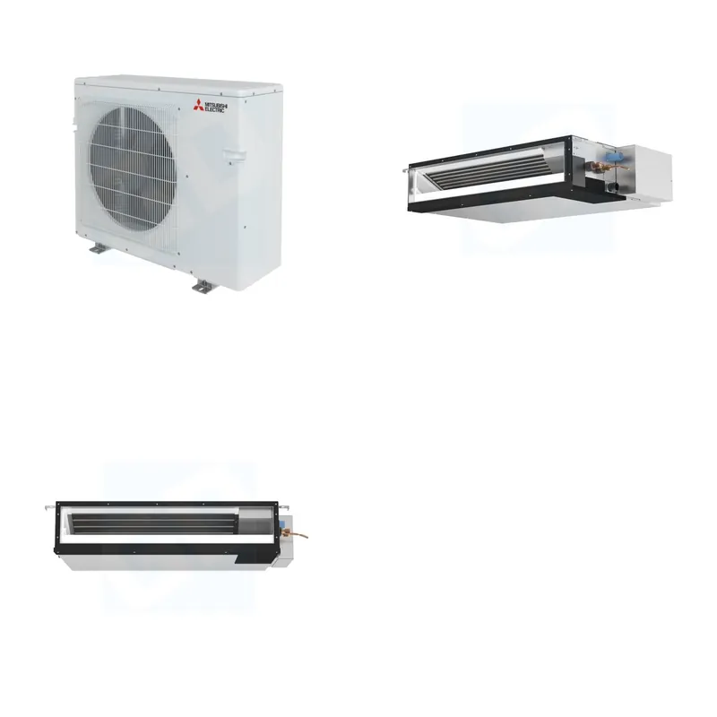 Mitsubishi Multi-Zone 28600 BTU R-454B 16 SEER2 2-Zone Ducted Low-Static Mini Split Heat Pump System - 15K+18K