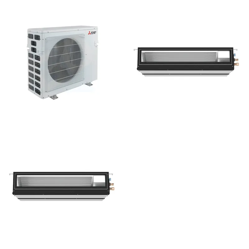 Mitsubishi Multi-Zone 20000 BTU R-454B 16 SEER2 2-Zone Ducted Medium-Static Mini Split Heat Pump System - 9K+9K
