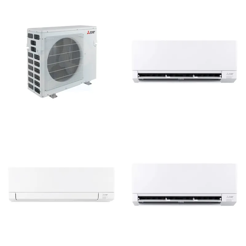Mitsubishi Multi-Zone 40500 BTU R-454B 20 SEER2 3-Zone Wall-Mounted Mini Split Heat Pump System - 12K+15K+24K