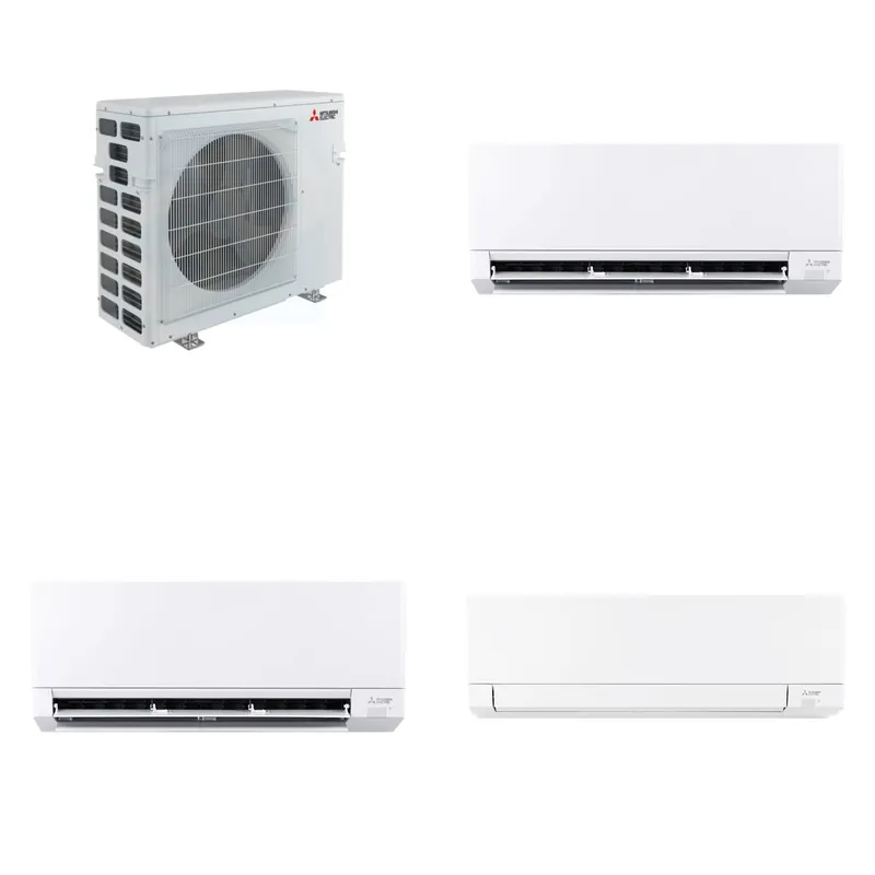 Mitsubishi Multi-Zone 40500 BTU R-454B 20 SEER2 3-Zone Wall-Mounted Mini Split Heat Pump System - 9K+9K+18K