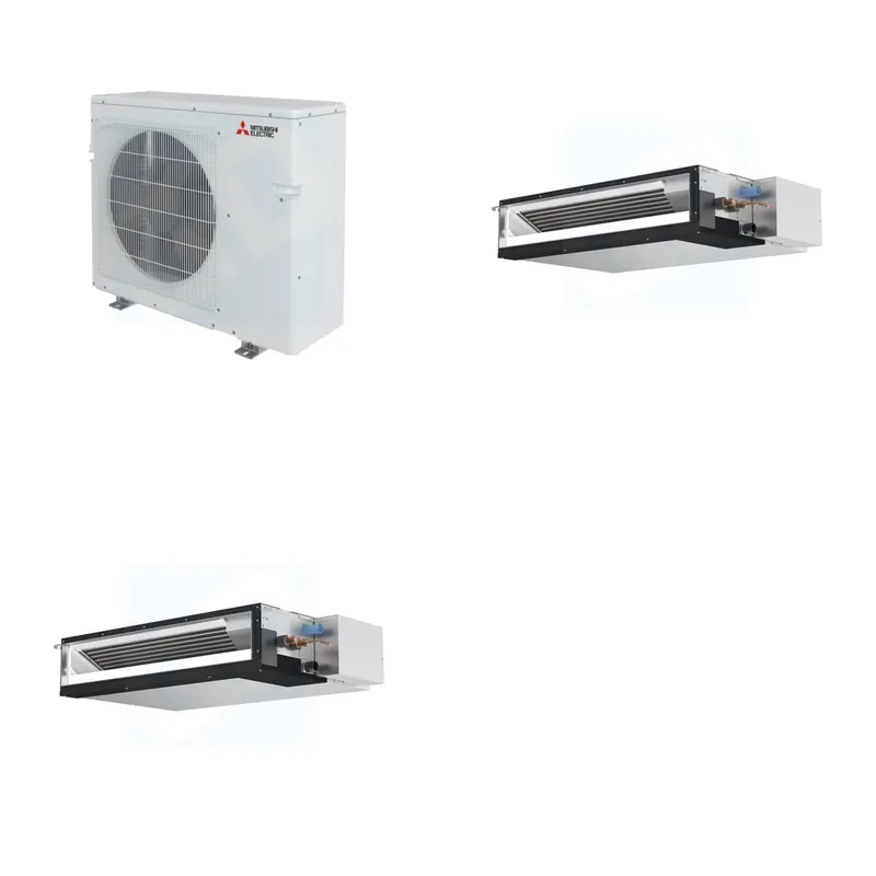 Mitsubishi Multi-Zone 28600 BTU R-454B 16 SEER2 2-Zone Ducted Low-Static Mini Split Heat Pump System - 12K+15K