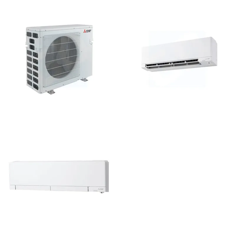 Mitsubishi Multi-Zone 20000 BTU R-454B 20 SEER2 2-Zone Wall-Mounted Hyper Heat Mini Split Heat Pump System - 9K+12K
