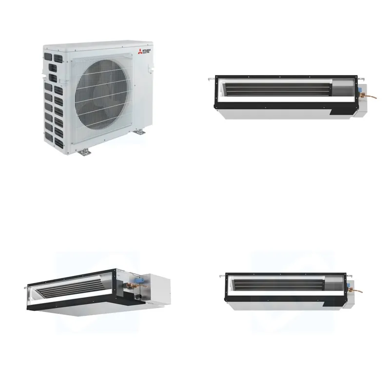Mitsubishi Multi-Zone 40500 BTU R-454B 16 SEER2 3-Zone Ducted Low-Static Mini Split Heat Pump System - 9K+15K+18K