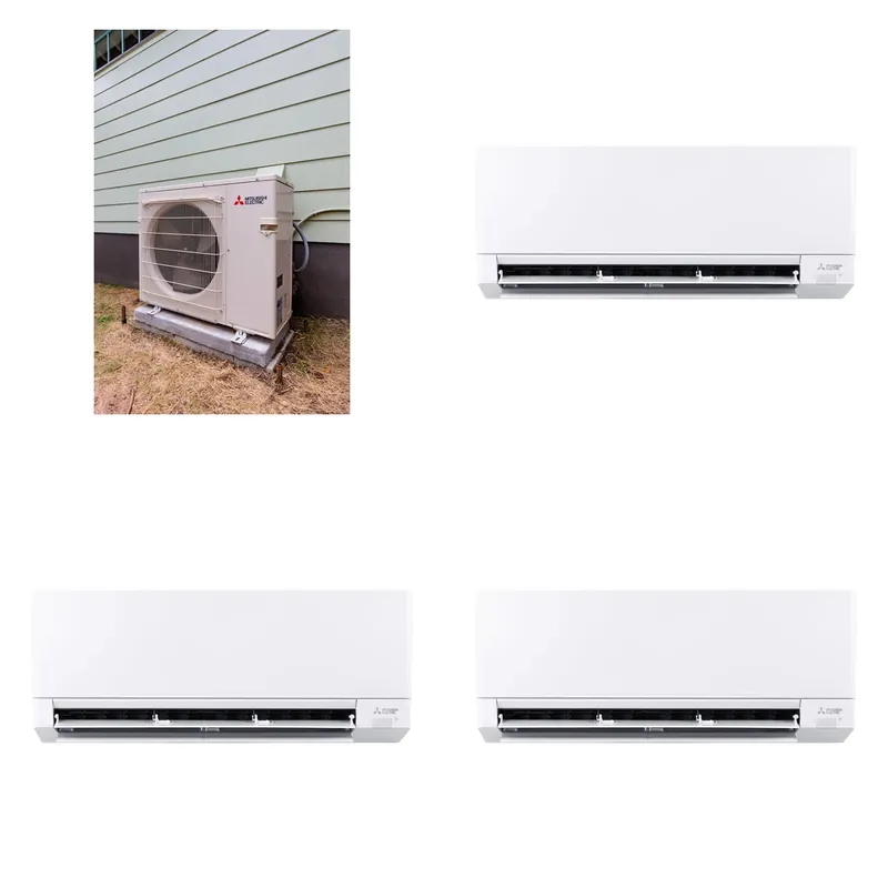 Mitsubishi Multi-Zone 22000 BTU R-454B 20 SEER2 3-Zone Wall-Mounted Mini Split Heat Pump System - 6K+6K+12K