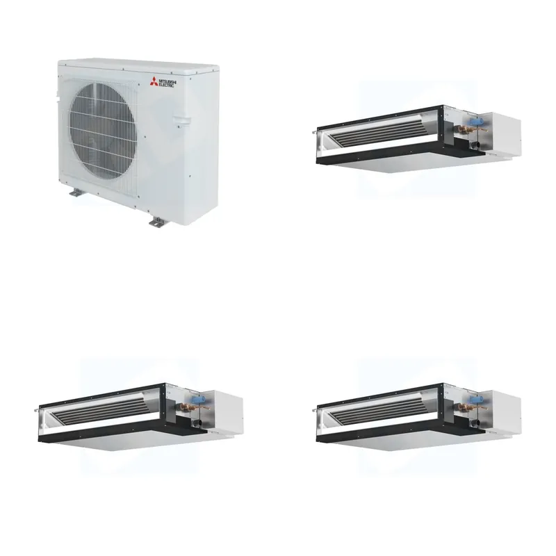 Mitsubishi Multi-Zone 28600 BTU R-454B 16 SEER2 3-Zone Ducted Low-Static Mini Split Heat Pump System - 12K+12K+12K