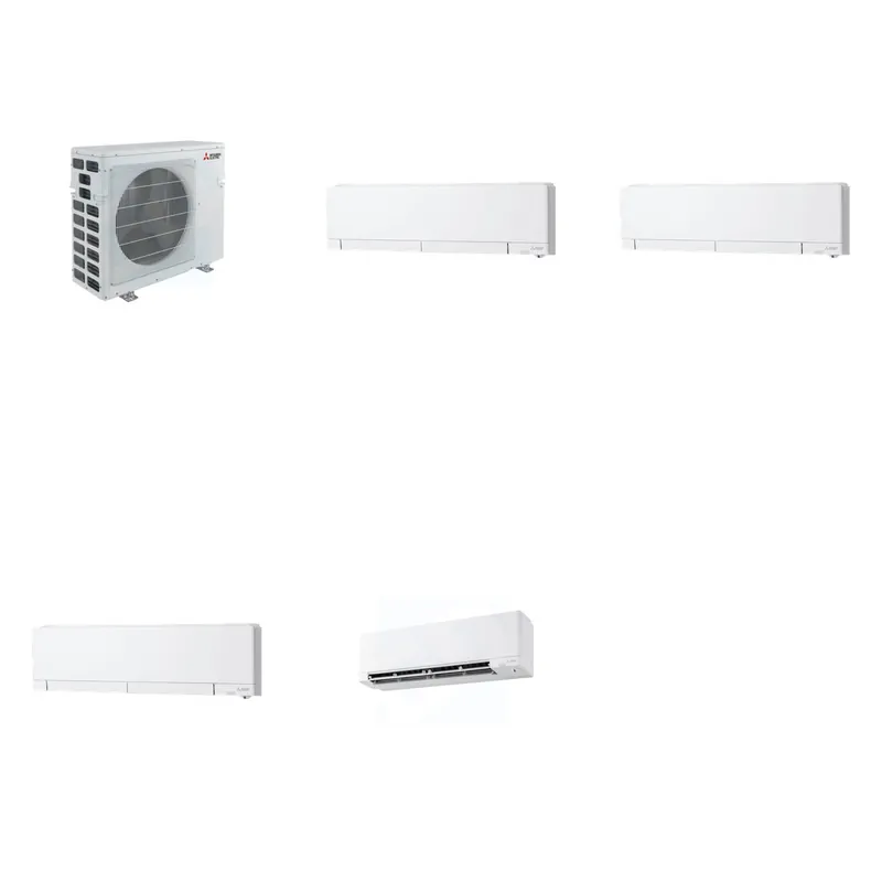 Mitsubishi Multi-Zone 40500 BTU R-454B 20 SEER2 4-Zone Wall-Mounted Hyper Heat Mini Split Heat Pump System - 6K+6K+12K+15K