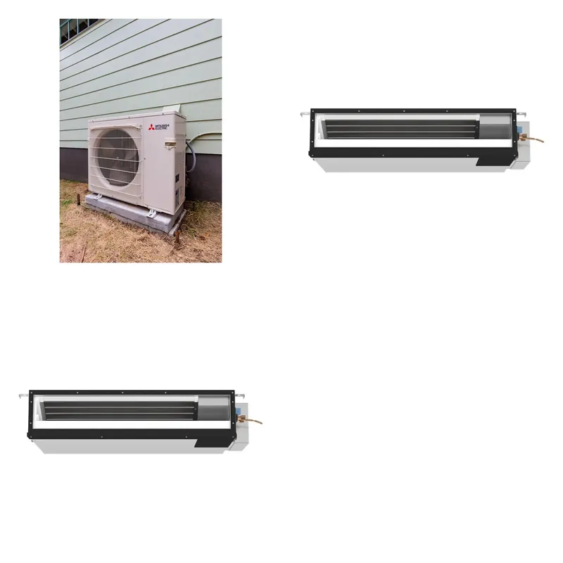 Mitsubishi Multi-Zone 22000 BTU R-454B 16 SEER2 2-Zone Ducted Low-Static Mini Split Heat Pump System - 9K+9K