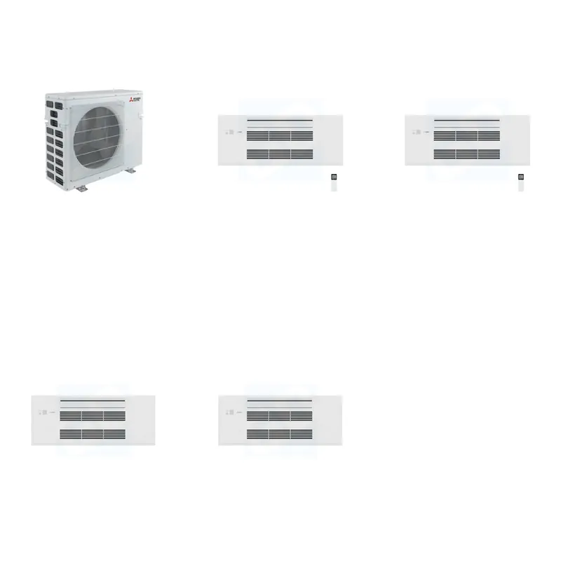 Mitsubishi Multi-Zone 20000 BTU R-454B 20 SEER2 2-Zone 1-Way Ceiling Cassette Mini Split Heat Pump System - 9K+9K
