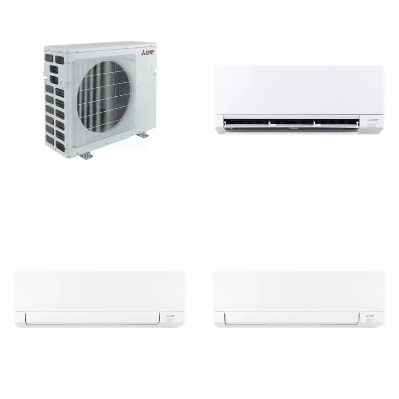Mitsubishi Multi-Zone 40500 BTU R-454B 20 SEER2 3-Zone Wall-Mounted Mini Split Heat Pump System - 12K+15K+18K