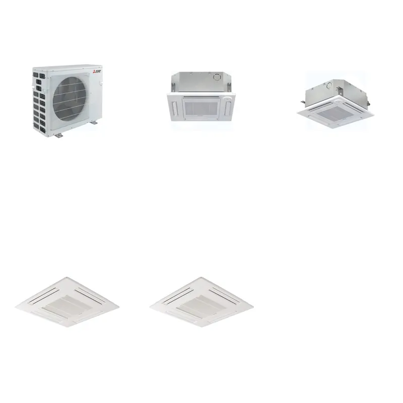 Mitsubishi Multi-Zone 40500 BTU R-454B 20 SEER2 2-Zone 2'x2' Ceiling Cassette Mini Split Heat Pump System - 12K+15K
