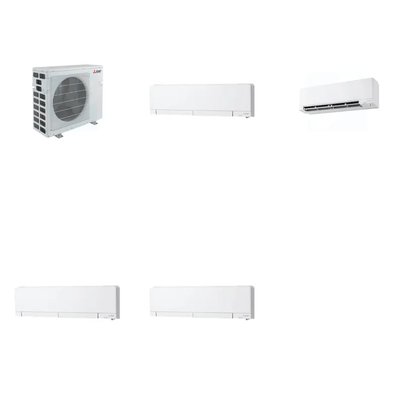 Mitsubishi Multi-Zone 40500 BTU R-454B 20 SEER2 4-Zone Wall-Mounted Hyper Heat Mini Split Heat Pump System - 6K+9K+12K+12K