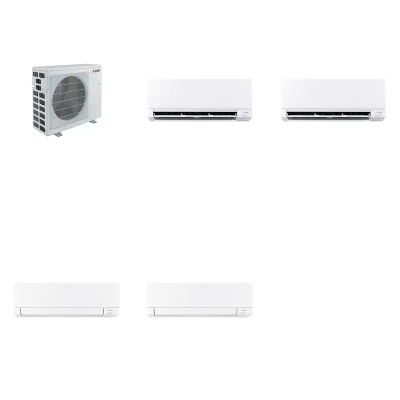 Mitsubishi Multi-Zone 40500 BTU R-454B 20 SEER2 4-Zone Wall-Mounted Mini Split Heat Pump System - 9K+9K+15K+15K