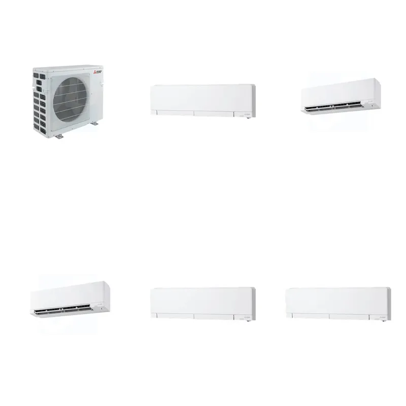 Mitsubishi Multi-Zone 40500 BTU R-454B 20 SEER2 5-Zone Wall-Mounted Hyper Heat Mini Split Heat Pump System - 6K+9K+9K+12K+12K