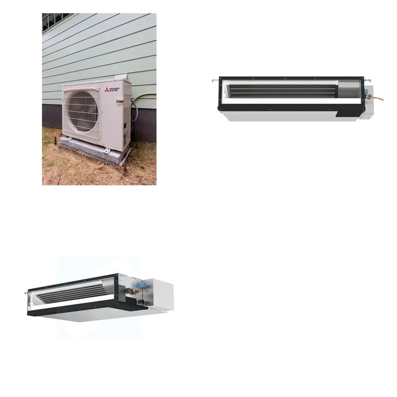 Mitsubishi Multi-Zone 22000 BTU R-454B 16 SEER2 2-Zone Ducted Low-Static Mini Split Heat Pump System - 9K+12K