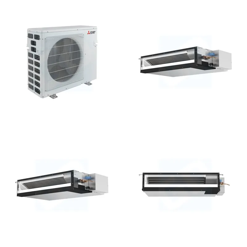Mitsubishi Multi-Zone 40500 BTU R-454B 16 SEER2 3-Zone Ducted Low-Static Mini Split Heat Pump System - 12K+15K+18K