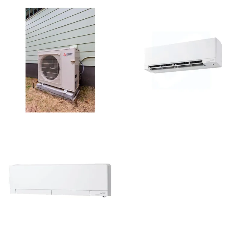 Mitsubishi Multi-Zone 22000 BTU R-454B 20 SEER2 2-Zone Wall-Mounted Hyper Heat Mini Split Heat Pump System - 9K+12K