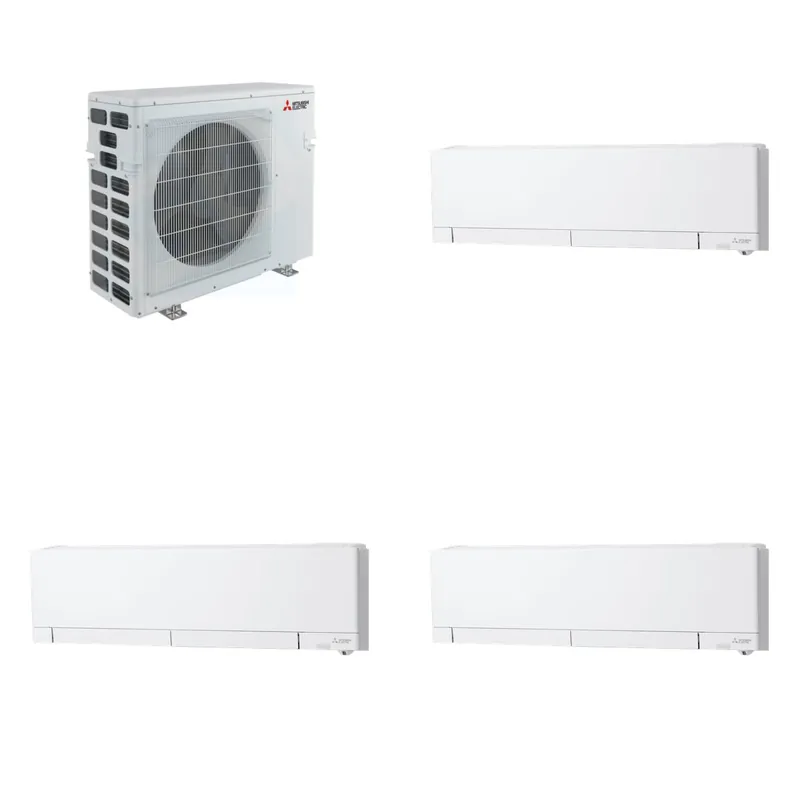 Mitsubishi Multi-Zone 40500 BTU R-454B 20 SEER2 3-Zone Wall-Mounted Hyper Heat Mini Split Heat Pump System - 6K+6K+6K