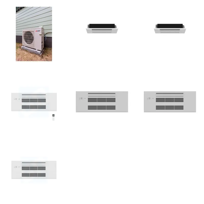 Mitsubishi Multi-Zone 22000 BTU R-454B 20 SEER2 3-Zone 1-Way Ceiling Cassette Mini Split Heat Pump System - 6K+6K+9K