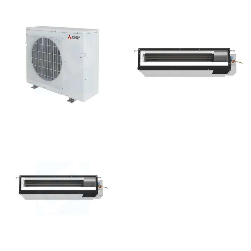 Mitsubishi Multi-Zone 28600 BTU R-454B 16 SEER2 2-Zone Ducted Low-Static Mini Split Heat Pump System - 9K+18K