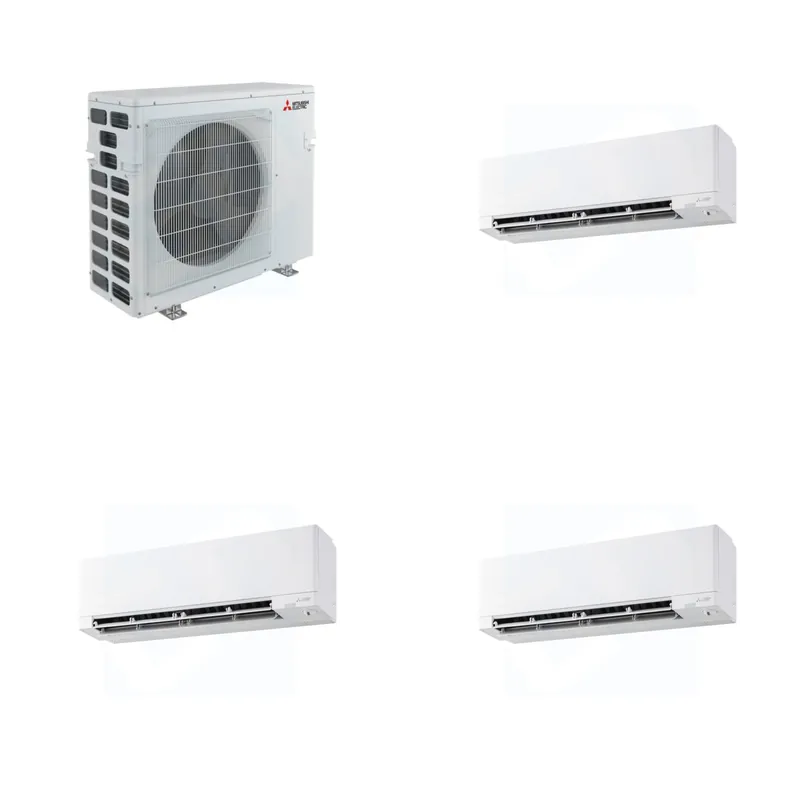Mitsubishi Multi-Zone 40500 BTU R-454B 20 SEER2 3-Zone Wall-Mounted Hyper Heat Mini Split Heat Pump System - 9K+18K+18K