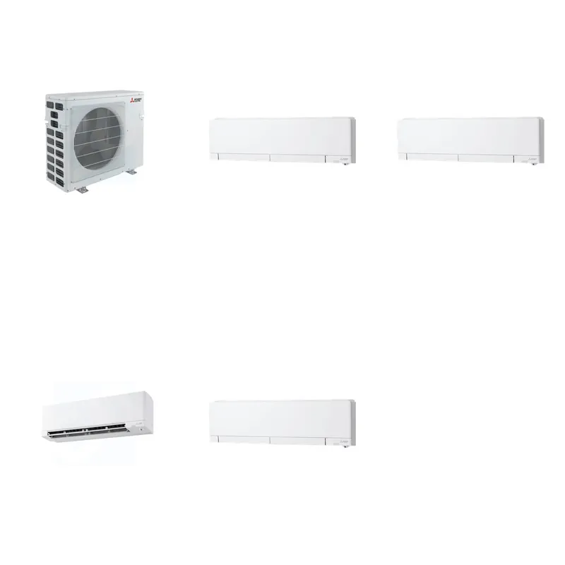Mitsubishi Multi-Zone 40500 BTU R-454B 20 SEER2 4-Zone Wall-Mounted Hyper Heat Mini Split Heat Pump System - 6K+6K+9K+12K