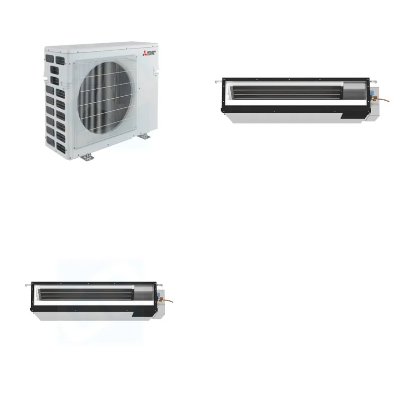 Mitsubishi Multi-Zone 40500 BTU R-454B 16 SEER2 2-Zone Ducted Low-Static Mini Split Heat Pump System - 9K+18K